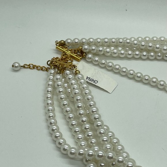 Multi Strand Faux Pearl Beaded Adjustable Necklace - Picture 3 of 4